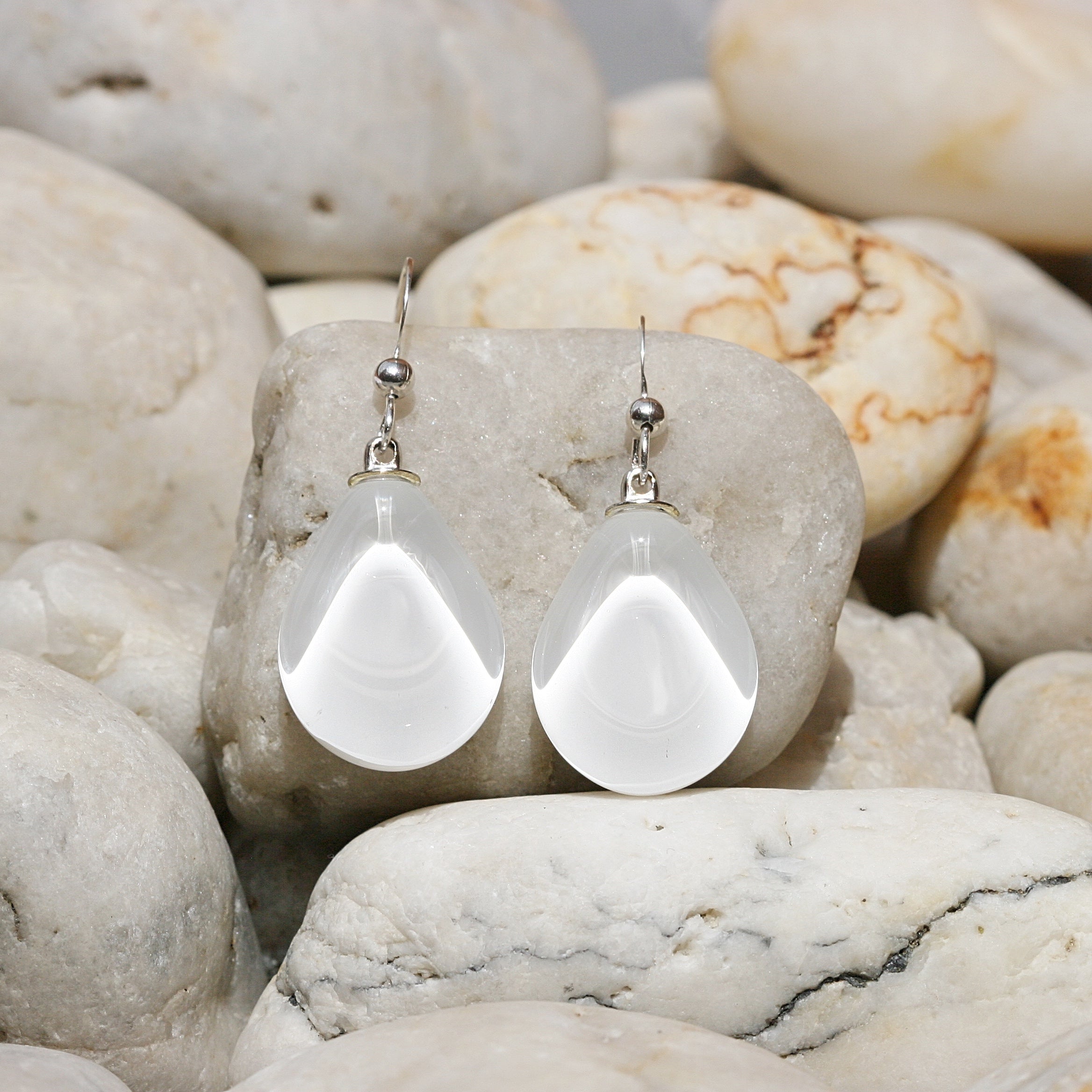 White quartz drop earrings hotsell