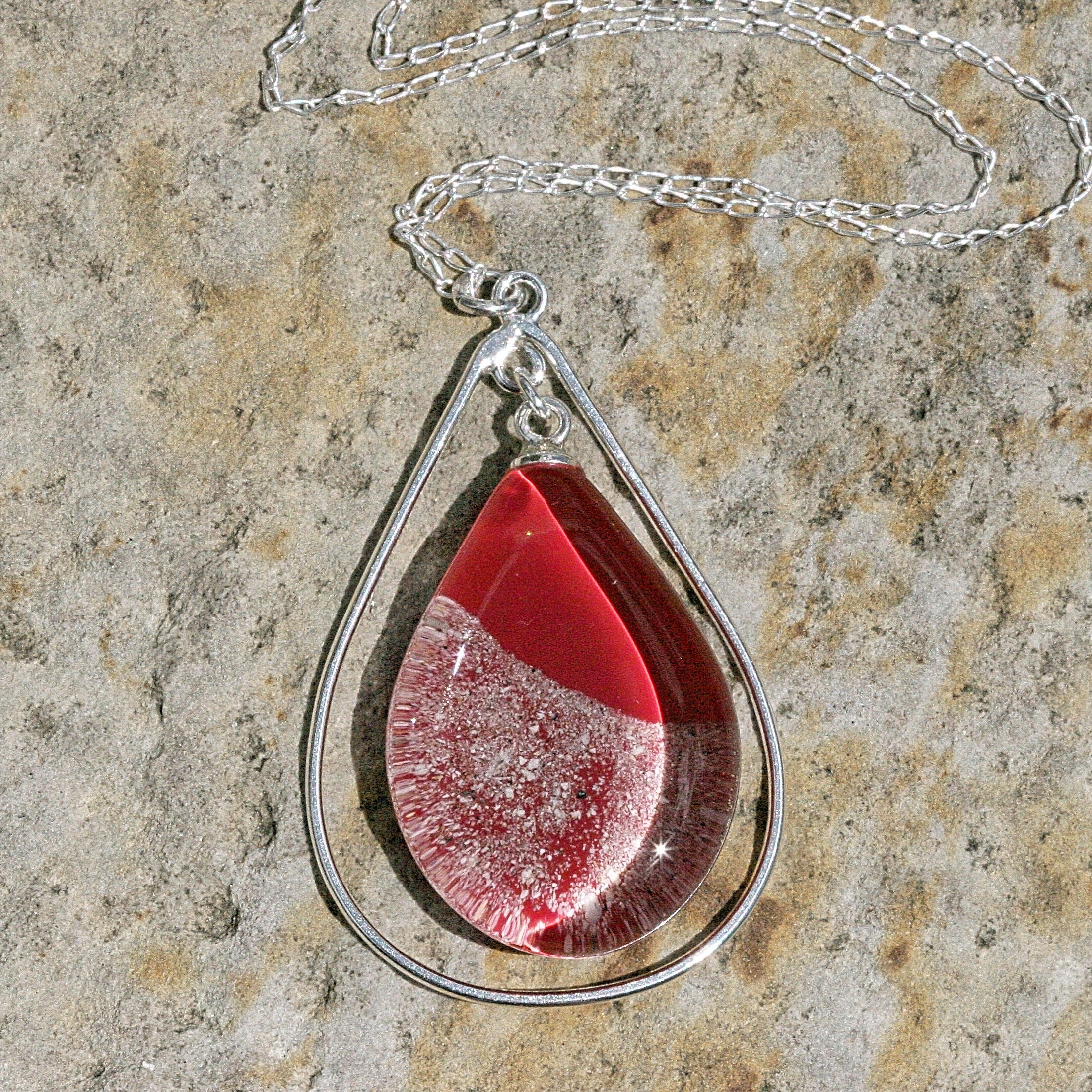 Dark Red Sea Glass Stud Earrings - Folksy
