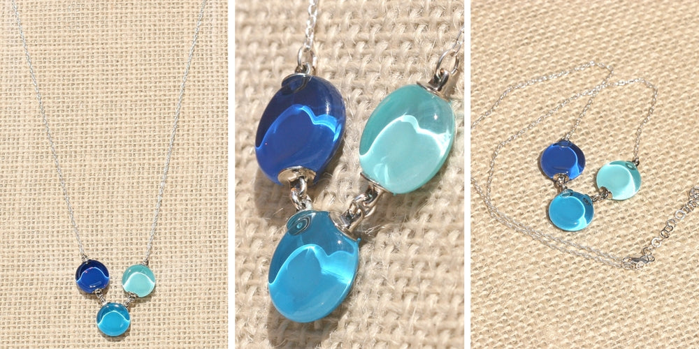 Three Dots Necklace: Aqua, Turquoise and Lapis